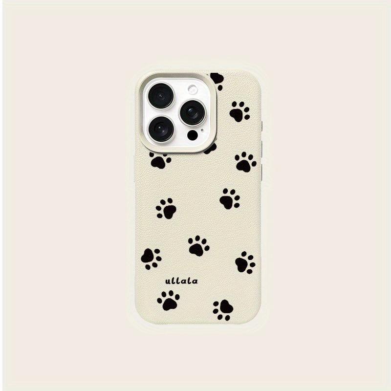 

A Black Cute Footprint Patterned Lychee-Textured Phone Case, Suitable for iPhone 17, 16, 15, Plus, Pro, Max Series Phones — Can Be Used as a Gift iPhone 11 Pro слонова кістка