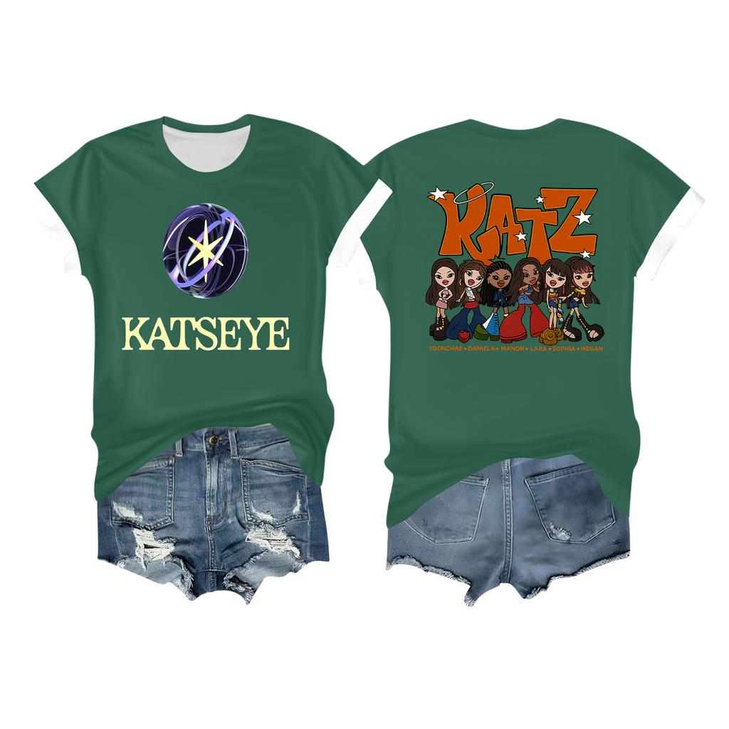 Women's Casual Printed T-shirt Round Neck Pullover Short Sleeve Top