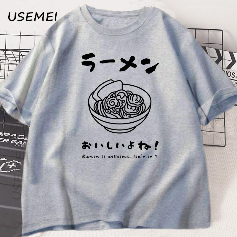 Raunisex T Shirt Japanese Tshirt Food Lover Kawaii Japanese Streetwear Foodie Noodle Tshirt Unisex Unisex Cotton Short Sleeve Tees