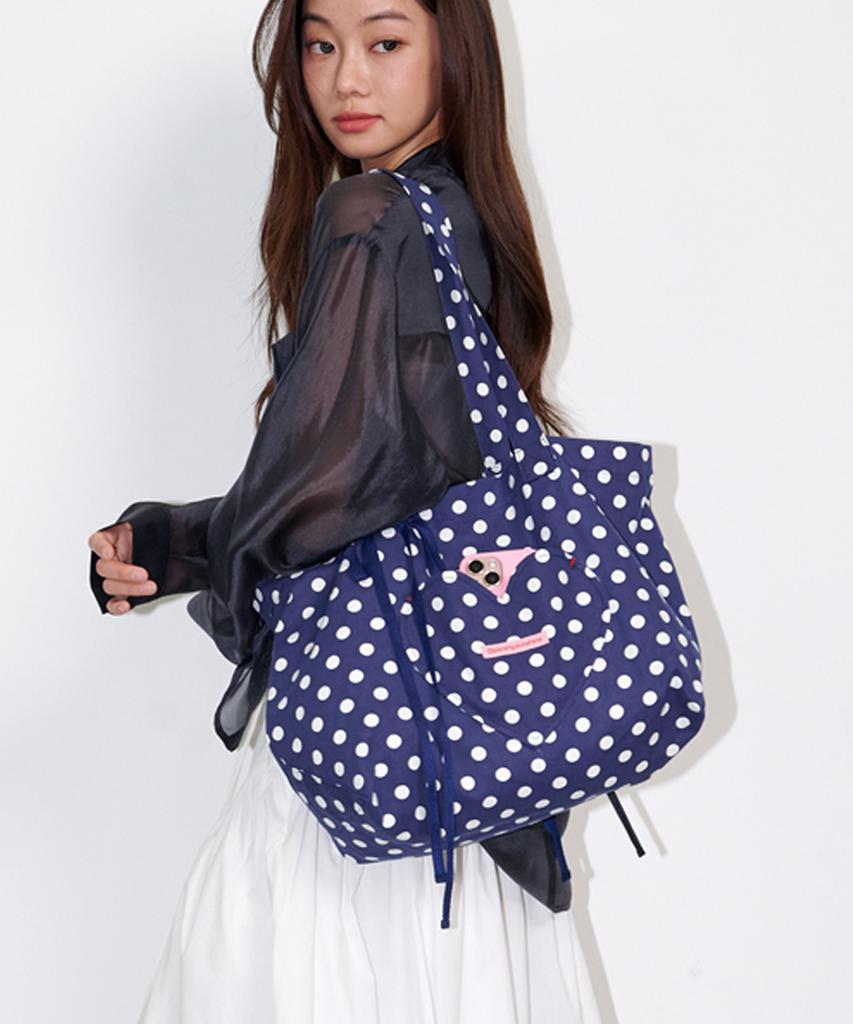 Opening Sunshine Heart Pocket Big Eco Bag Dot Navy