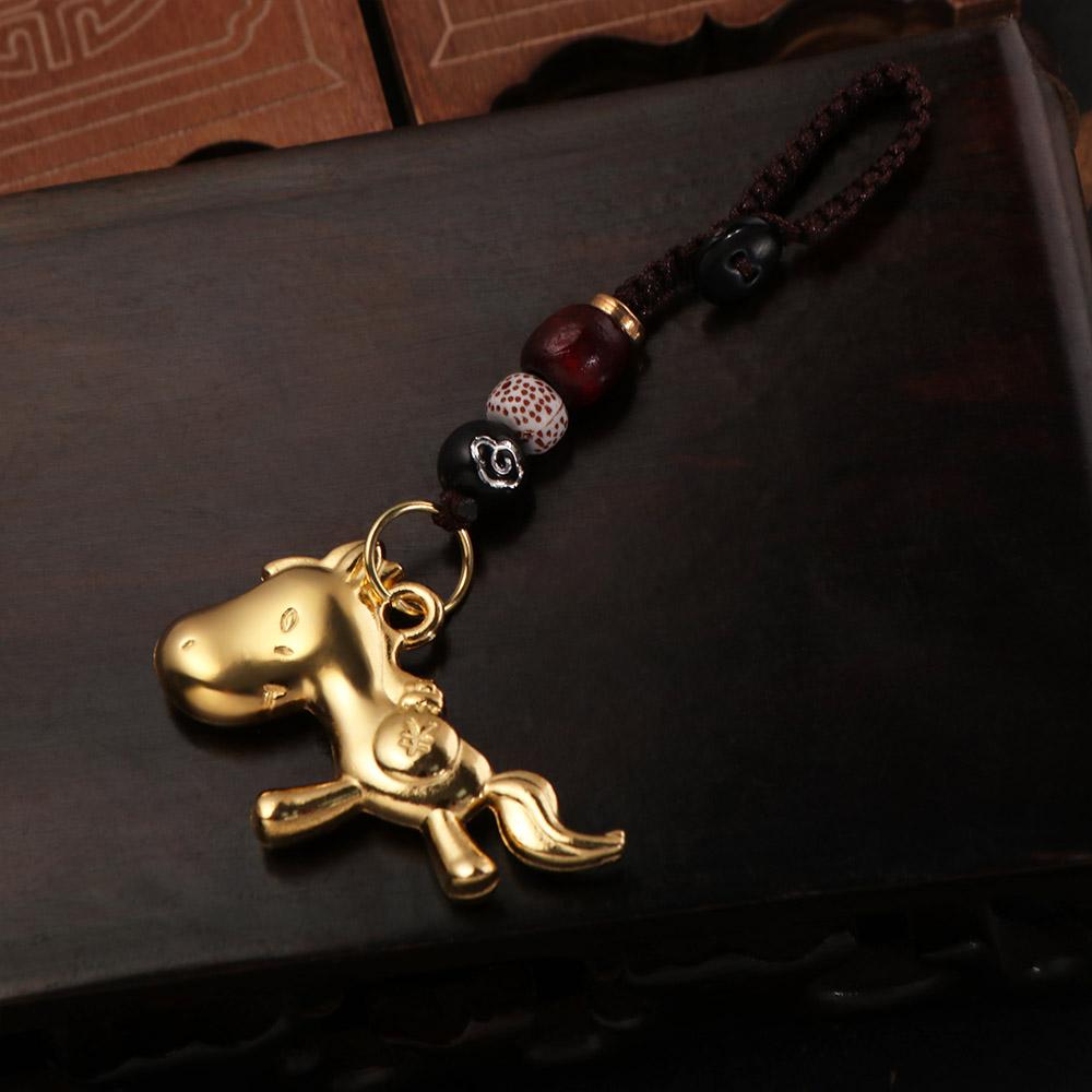 Wealth Lucky Horse Bag Pendant Vintage Weaving Key Chains Chinese Zodiac Key Ring  Jewelry Gift