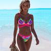 Kadın Baskılı Mayo Mayo Brezilya Bikini Takımı Criss Cross Sırtlı İki Parça Mayo