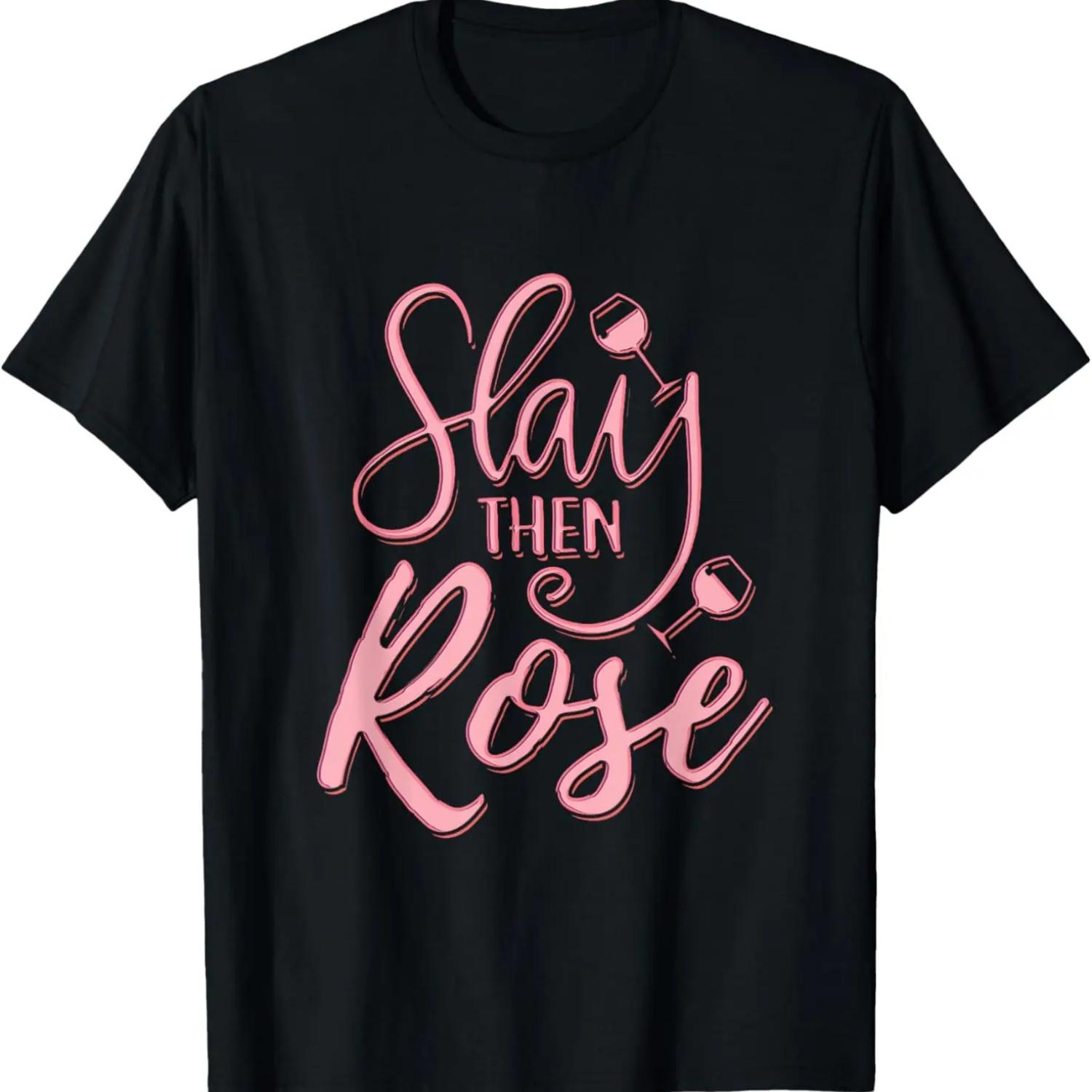 

Футболка Slay Then Rose Wine Drinking для женщин S чёрный