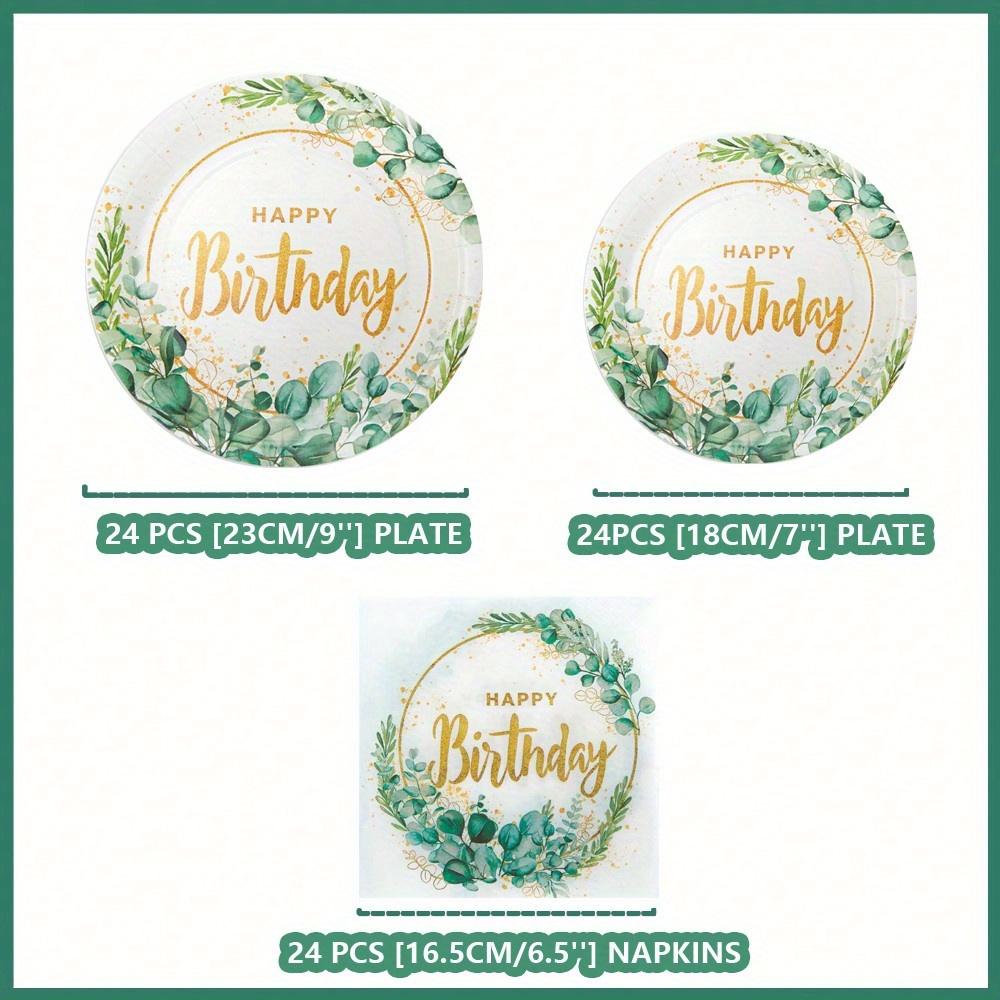 Flower & Strawberry Pattern Paper Plates, Party Supplies, Disposable Plates Fit for 24 Guests, for Party Decoration, Birthday, Gift-Giving