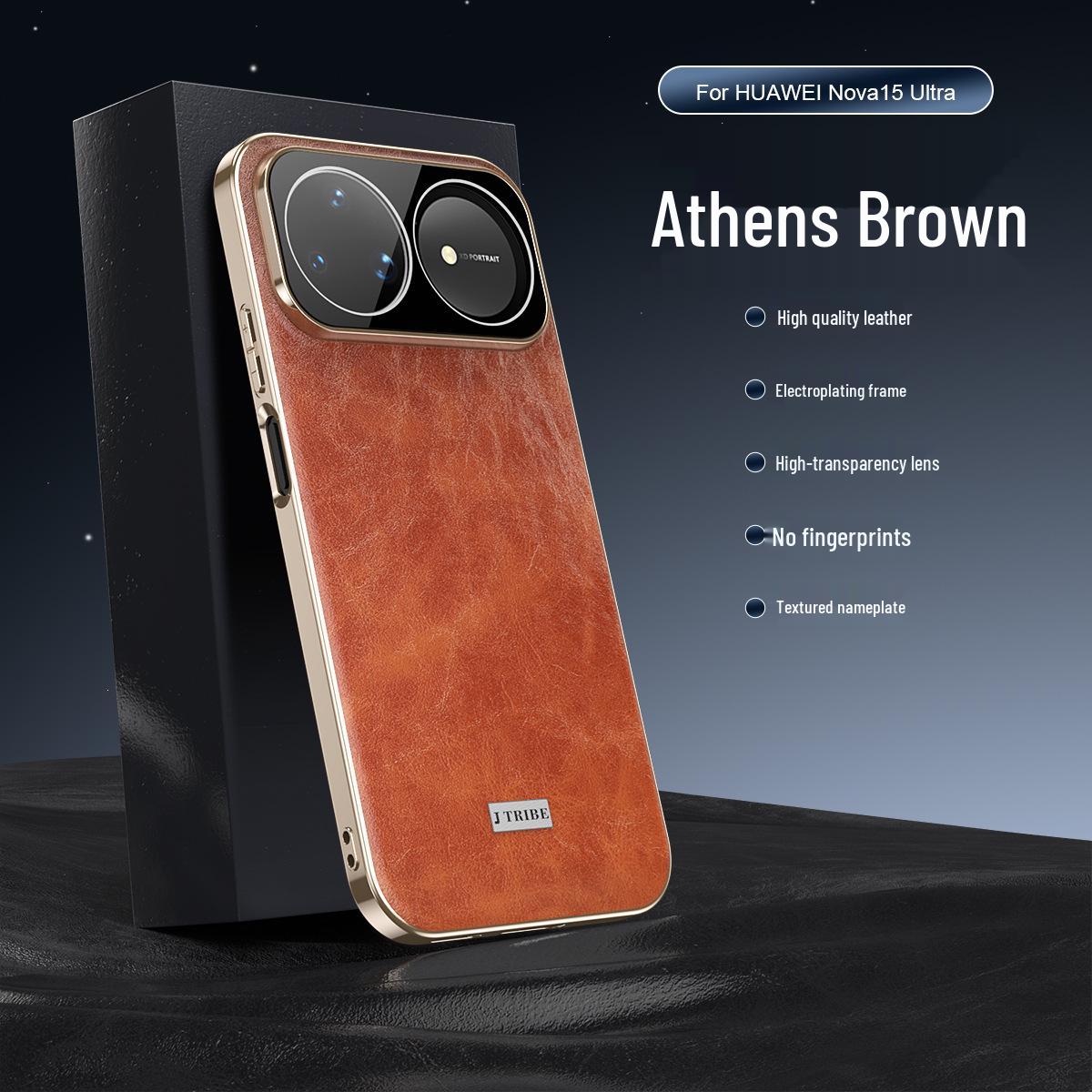 

Compatible with Huawei Nova 15 Pro: Drop-Proof Retro Oil Wax Leather Case with Electroplated Edges nova15pro