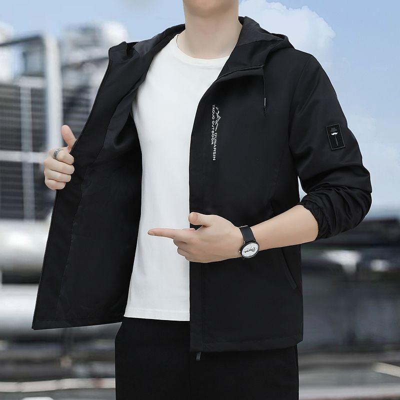 Autumn Winter Mens  Jackets Solid Color Korean Fashion Casual Coat Men Classic Hooded Windbreaker Outdoor Coats