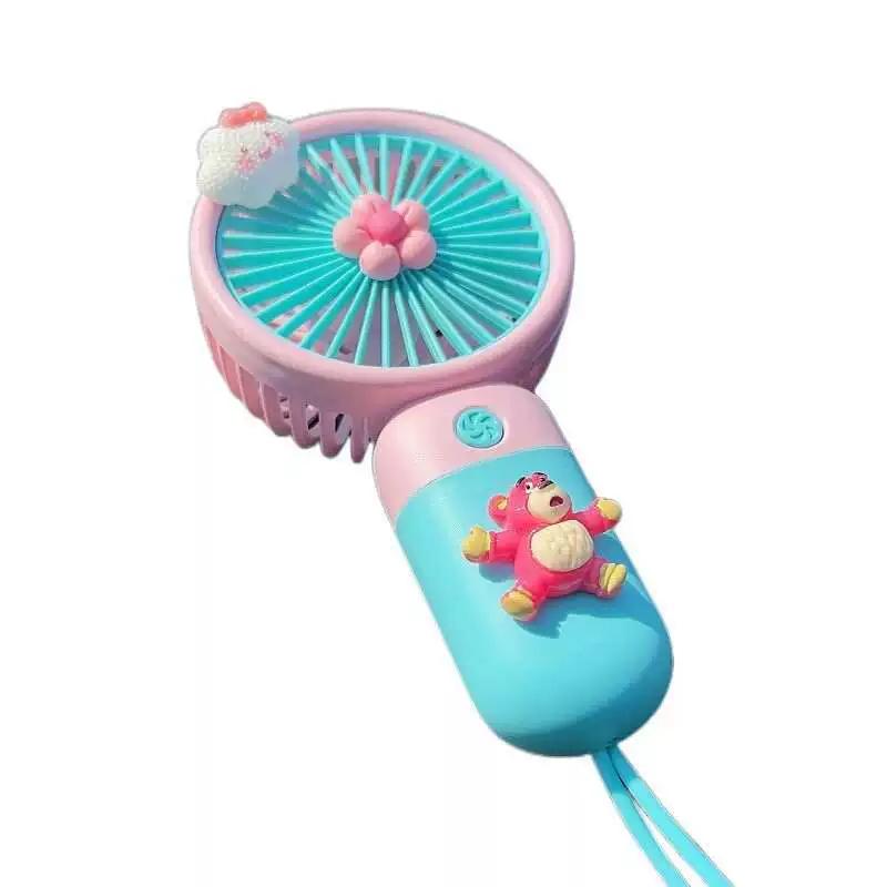 Cute USB Rechargeable Mini Fan Cartoon Portable Silent Handheld Fan for Students Dormitory Girls