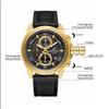 NAVIFORCE Men's Leather Watch Stopwatch Chronograph Calendar Luminous Hand Waterproof 3ATM Casual Business Fashion Watch NF8075