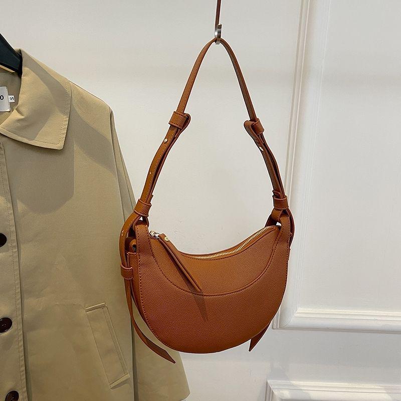 Women's French Niche Half-Moon Saddle Bag - Crescent Underarm and Crossbody, Ideal for Work and Commute