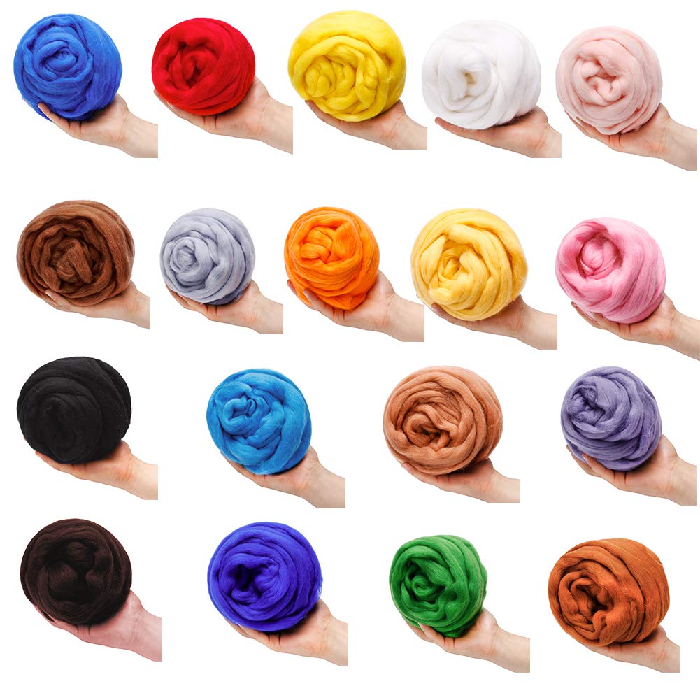 Fenrry 100g Yün Roving İplik Elyaf Roving Yün Üstü Yün Keçe Malzemeleri Saf Yün Kalın İplik Eğirme Kendin Yap El Eğirmesi için