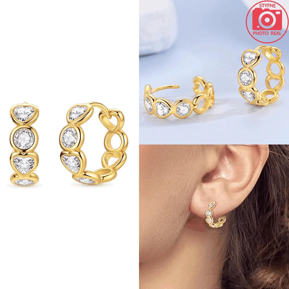 Earring S925 Silver Golden White Heart Women Hollowed-out Heart Earrings Anniversary Gift Delicate Jewelry