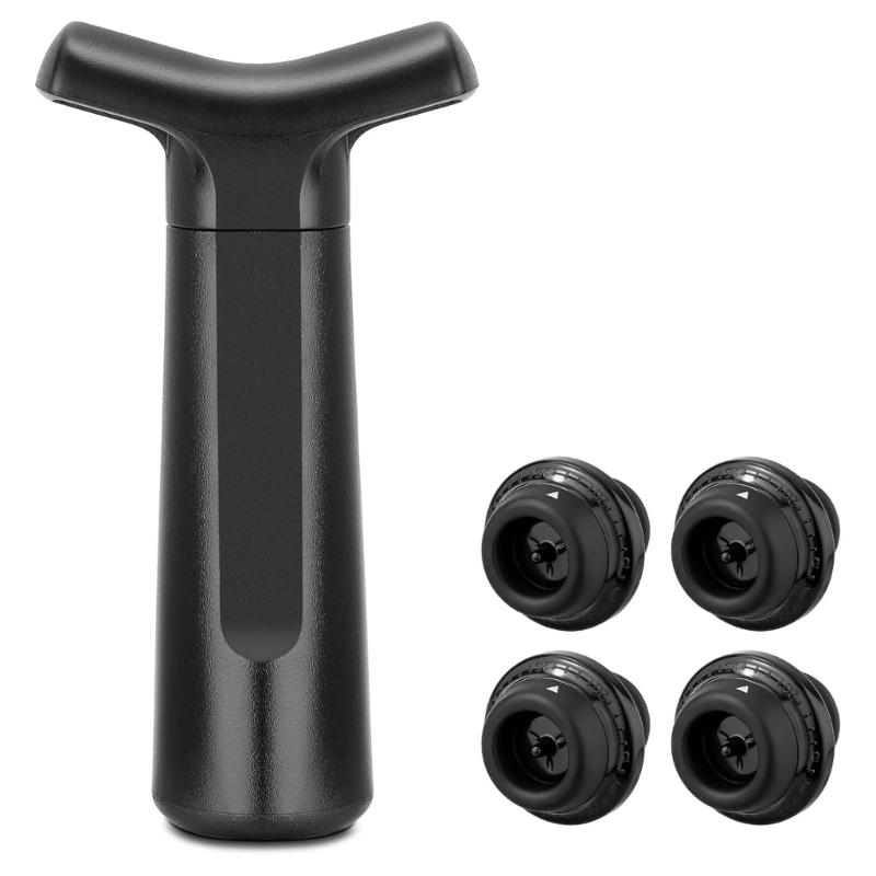 

Wine Vacuum Pump and Wine Bottle Stoppers Preserver Tool Manual Pump for Wine Storage Keep Comfortable Grip Enduring 1