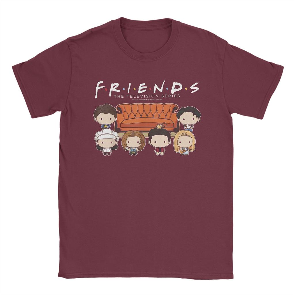 Men T-Shirt Friends Chibi Couch Vintage Pure Cotton Tee Shirt Short Sleeve  T Shirts Crew Neck Clothing Plus Size