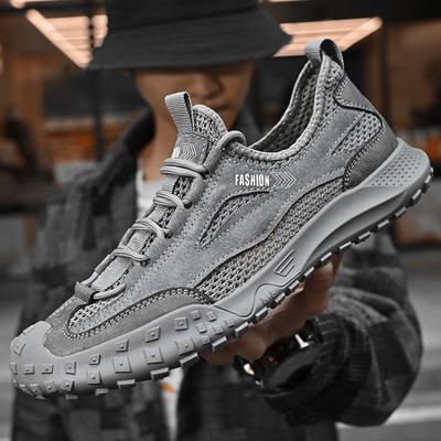 2025 Men's Shoes Summer Breathable Hollow Mesh Non-slip Wear-resistant Outdoor Hiking Shoes Men's Sports Shoes Hiking Mesh Shoes