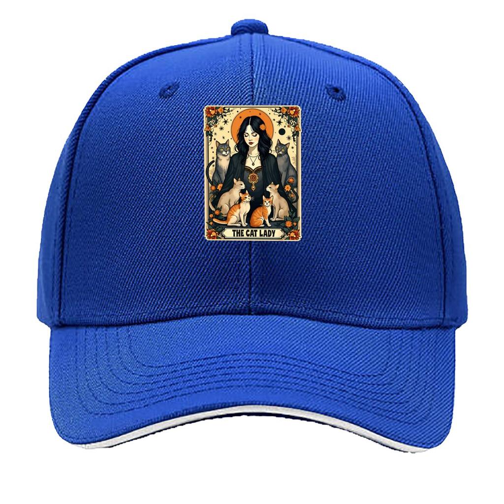 The Cat Lady Tarot Card Gothic Witchy Cats Sandwich Baseball Cap Unisex Women Sun Cap Outdoor Workouts Hat