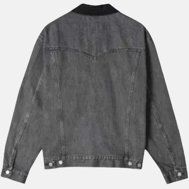 Levis Vintage Effen Kleur Revers Rits Losse Lange Mouw Denim Jas Heren jassen Grijs 002I4-0000