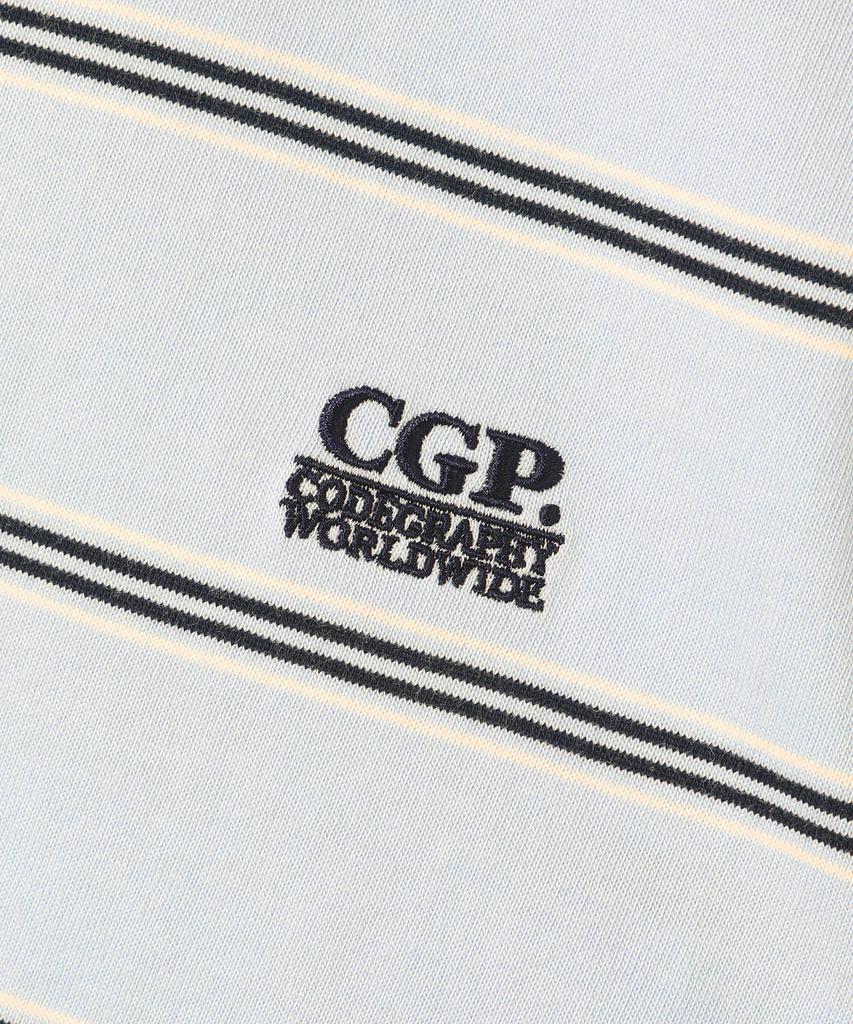 CGP (Women) Striped Short Sleeve Collared T-Shirt - Sky Blue