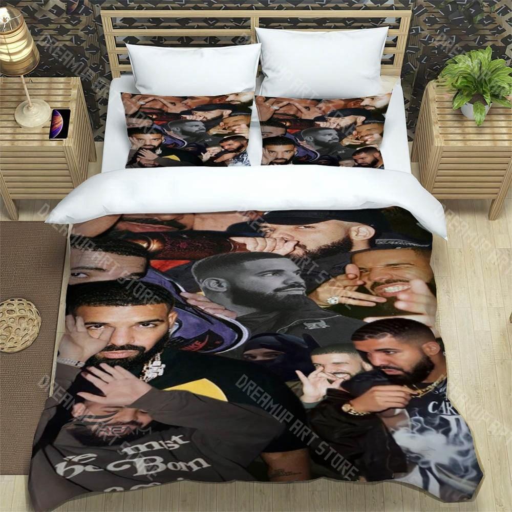 3D Printed Drake Rapper Bedding Set for Boys Girls Duvet Cover Pillowcase Twin Queen King Full Single Double Sizes