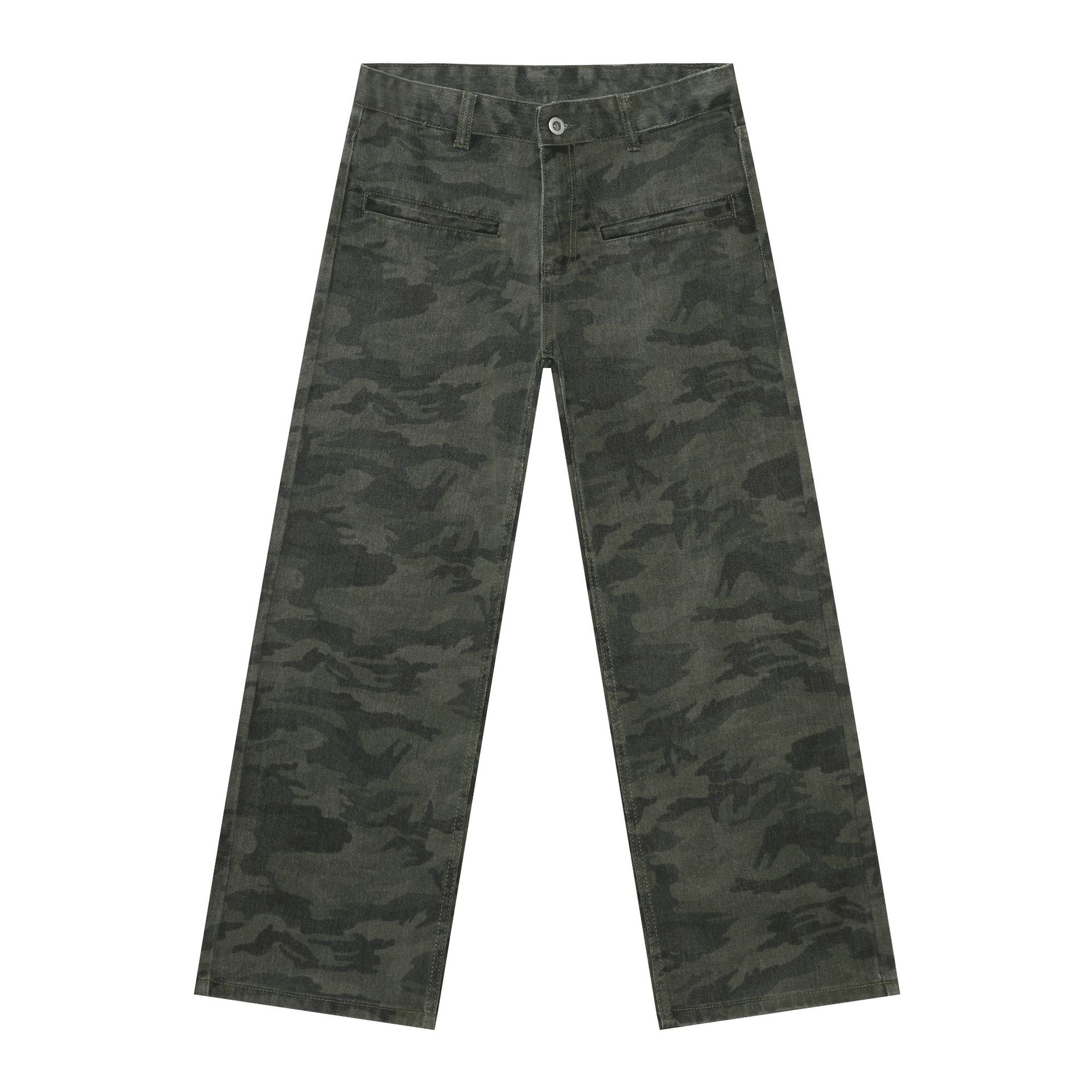 

Довгі штани High Street Camouflage Jeans Чоловічі вільні широкі брюки Design Sense Casual Pants Прямі вільні джинси для чоловіків Модні та зручні S