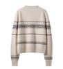 1980 Women's 35% Cashmere Nordic Knit Cardigan - Winter Double-Strand Thick Sweater Coat