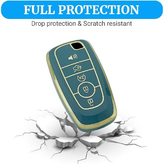 For Ford Key Fob Cover with Keychain, Full Coverage Protection Key Case for 2018-2025 Explorer Fusion Escape Edge Bronco F150 Maverick Mustang