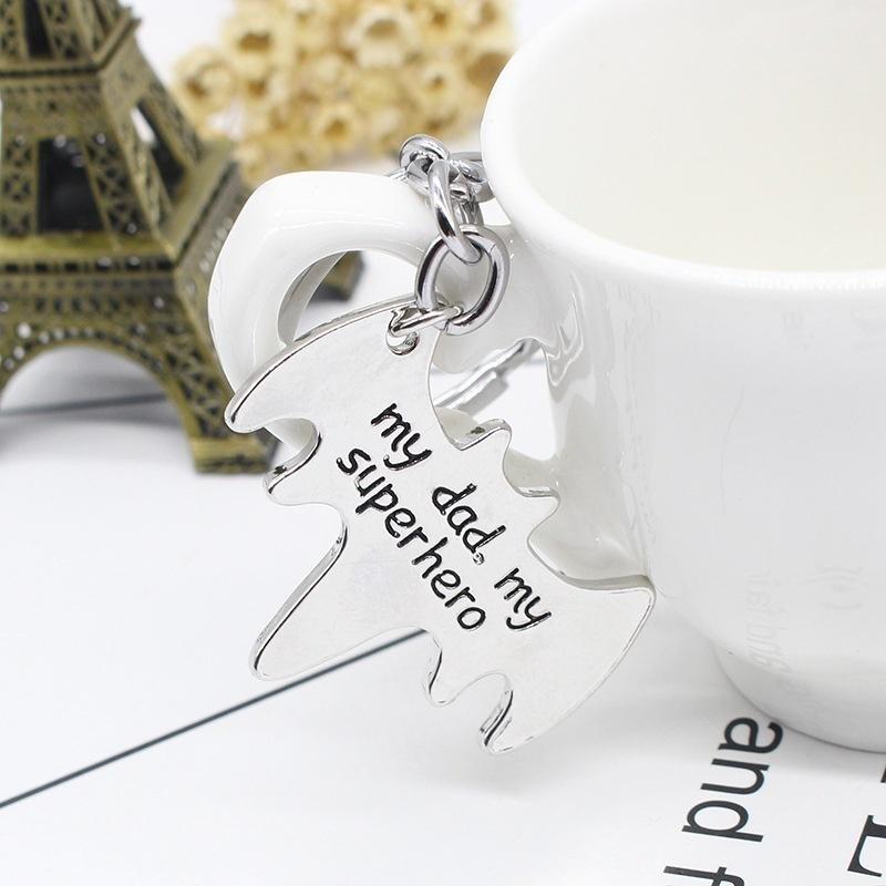 Cartoon  keychain lettering my dad my super hero superhero keychains for father's day gift