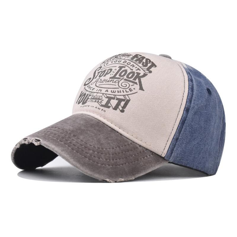 Washed Baseball Cap Old Letters Printed Cap Cotton Sunshade Material