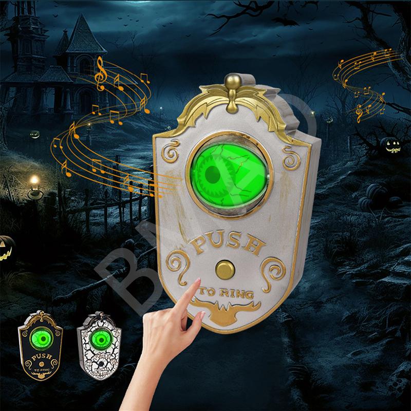 1PC One-Eyed Halloween Doorbell Decoration Spooky Eyeball with Sounds Animated Prop for Trick or Treat Event