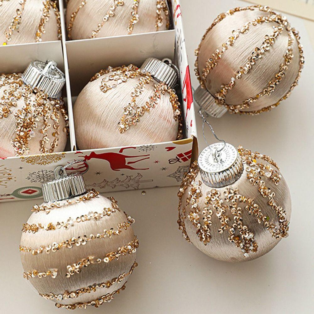 9pcs 6CM/8CM Christmas Hanging Balls White Champagne Xmas Tree Ornaments  Home New Year Decor