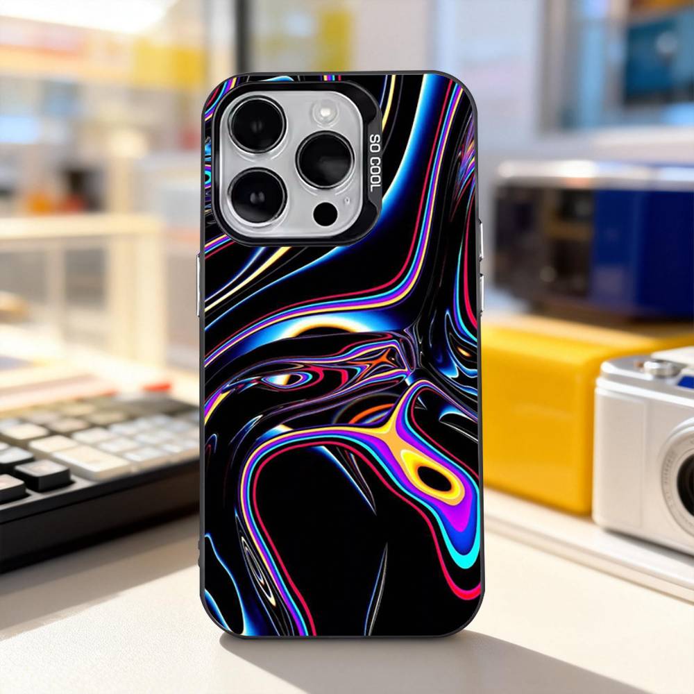 

Psychedelic trippy Holographic For iPhone17,16,15,14,13,12,11,Pro,Max,Plus,E,Air,Mini Anti Fall Black Matte Hard BumperPhoneCase iPhone13