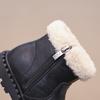 Girls Boys Kid's Winter Hightop Leather Cotton Boots Keep Warm Chelsea Snow Bootie Children's Hightcut Platform Shoes with Plush
