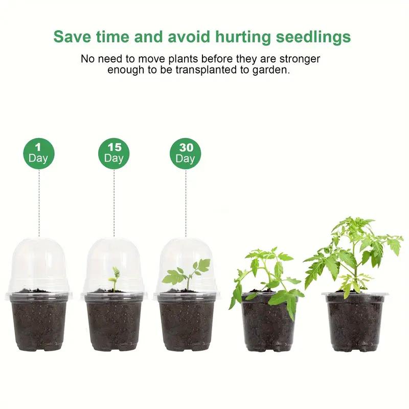 15/30pcs Transparent Round Plastic Seedling Pots with Dome Lids 8.89/10.16/12.7 Cm Durable Lightweight for Indoor/Outdoor Garden
