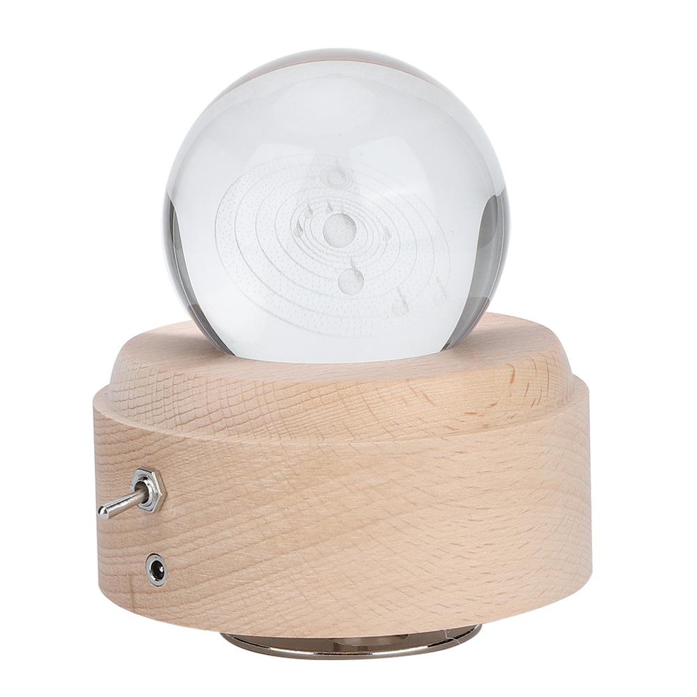 Solarsystem Muster Kristallkugel Drehbare Spieluhr USB Aufladung LED Nachtlicht für Geburtstagsgeschenk