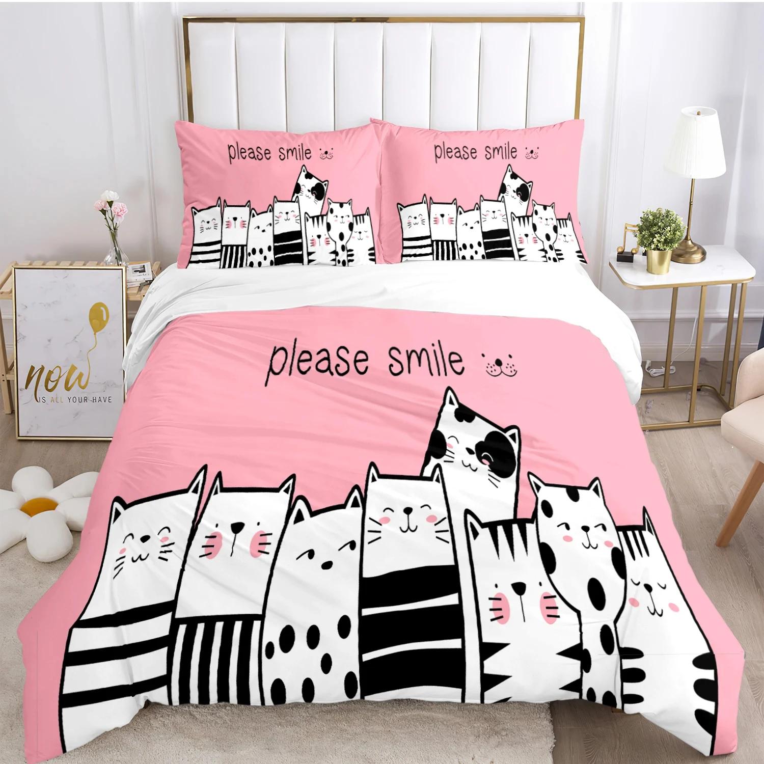 

Cartoon Cat Dog Duvet Cover Set Soft Animal Bedding for Teens Boys Girls Single Twin Queen King Size EU single(135x200cm)