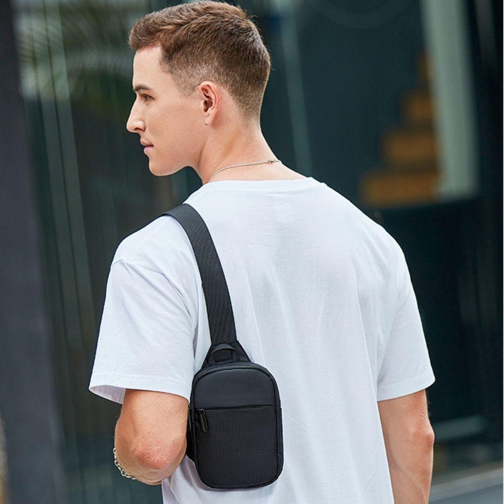 Zipper Mobile Phone Bag Multipocket Small Shoulder Bag Simple Single Bag Men Chest Bag  Male