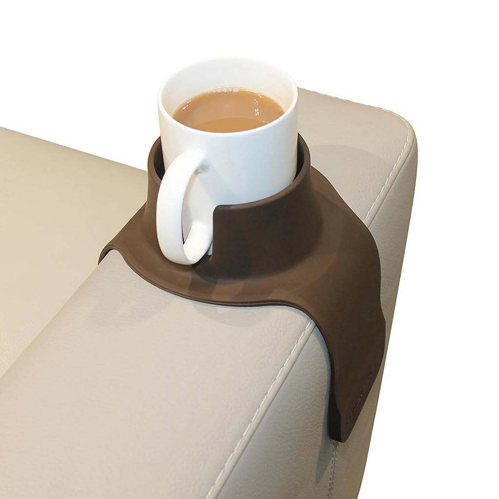 HIT PRODUCTS CouchCoaster Cup Holder Holds and Cups Chair/Sofa Spill-Free - Drinks, Glasses, - Armrest/Table (Brown)