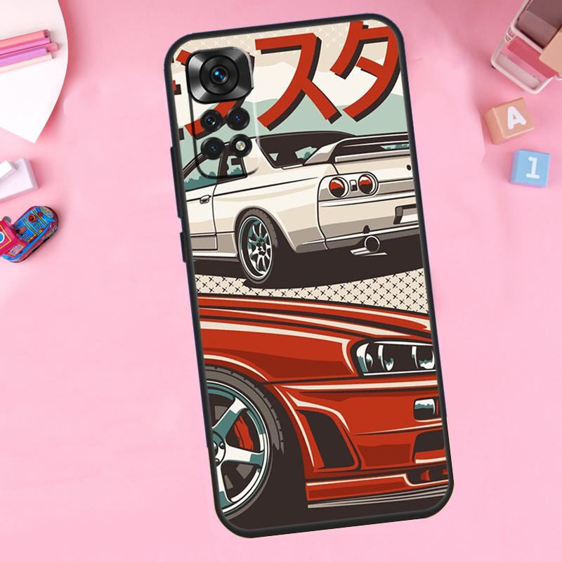 Sports Car JDM  Drift Phone Case For Xiaomi Redmi Note 11 10 9 8 12 Pro Turbo 9S 10S 11S 12S 9A 9C 10C 12C Cover