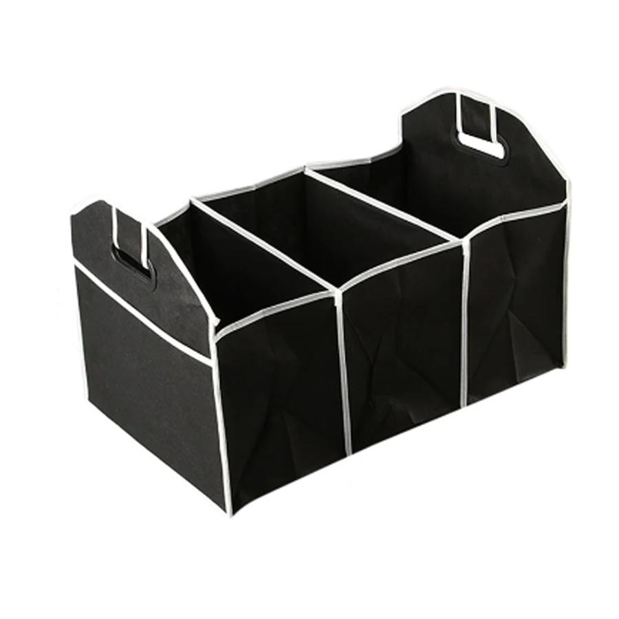 

1 шт. Универсальный органайзер для багажника автомобиля, портативная складная водонепроницаемая сумка для хранения автомобиля с 3 отделениями для внедорожника, грузовика, фургона, седана чёрный