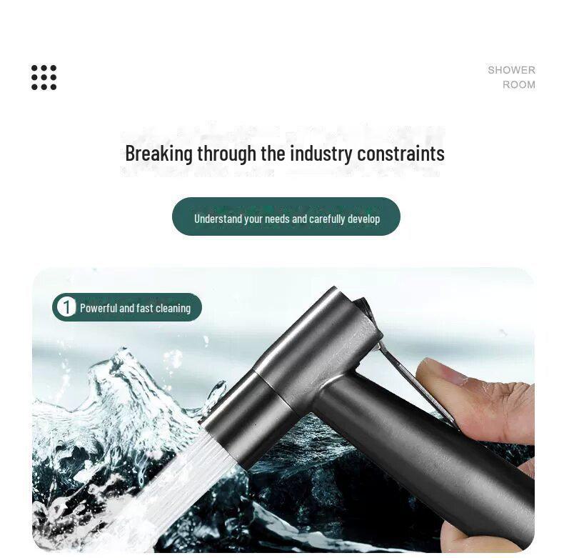 Sada rozprašovače na toaletní bidet z nerezové oceli s posilovací tryskou pro čištění a splachování koupelny.