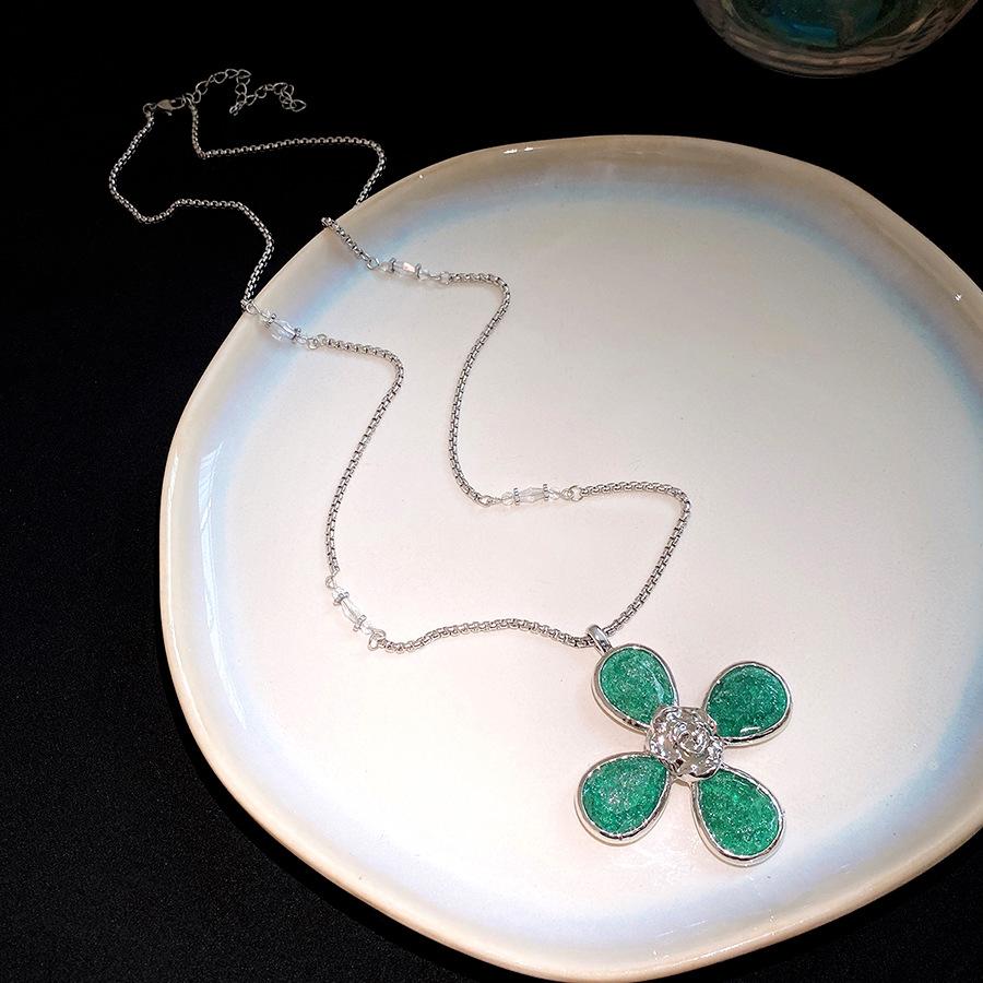 Resin Flower Water Drop Adjustable Necklace Women Jewelry