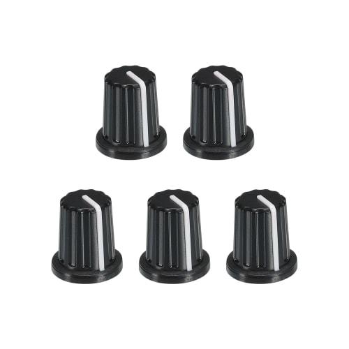 uxcell Potentiometer Control Knob, ABS Guitar Knob for Electric Guitar, Power Amplifier, Stereo, Bass, 6mm D-Type Shaft, 270 Degree, Black, Pack of 5