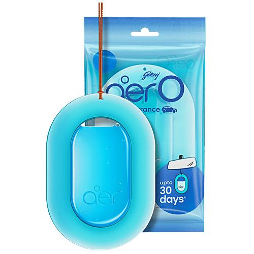 Godrej Aer O Hanging Car Air Freshener Gel Cool Aqua 7.5 g | Long-Lasting Up To 30 Days | Sleek Design With Indicator