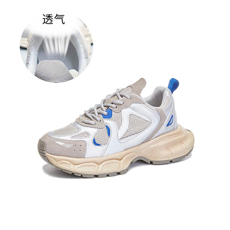 Leather Dad Shoes Women's 2025 Spring Thick-soled Heightening Sports Shoes Casual Versatile Breathable Women's Shoes