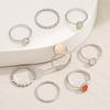 Vintage Colorful Crystal Stone Rings Set for Women Trendy Gold Silver Color Glazed Ring Set Geometric Resin Rings Party Jewelry