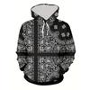 Creative Cashew Pattern Printed Hoodie Cool Men's Hoodie Men's Casual Flat Design Hoodie Paired With Kangaroo Pocket Streetwear