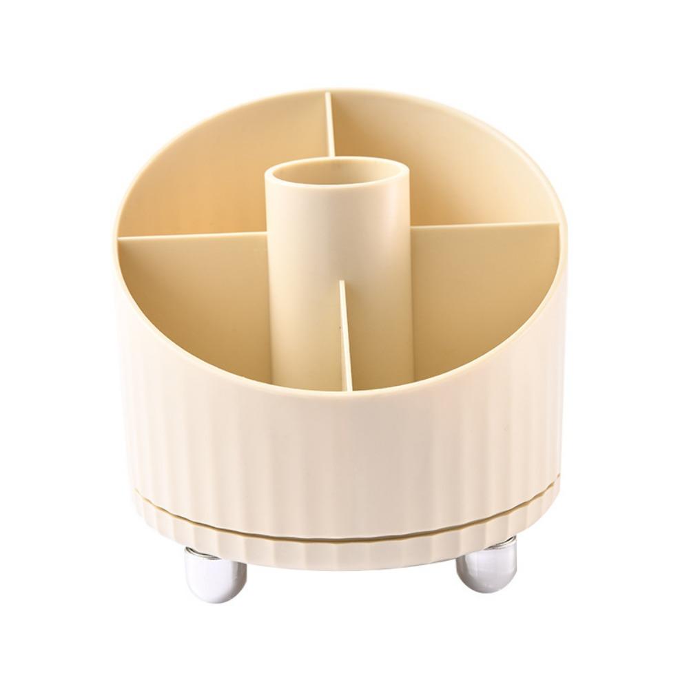 

Пластиковый вращающийся держатель для кистей для макияжа бежевый большой емкости вращающийся на 360 градусов органайзер для косметики экономящий место ящик для хранения косметики бежевый