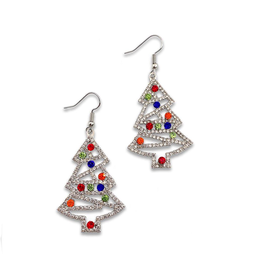 Personalized Rhinestone Christmas Tree Dangle Earrings