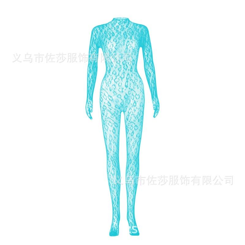 Sexy lingerie long-sleeved one-piece mesh socks mesh clothes closed crotch perspective