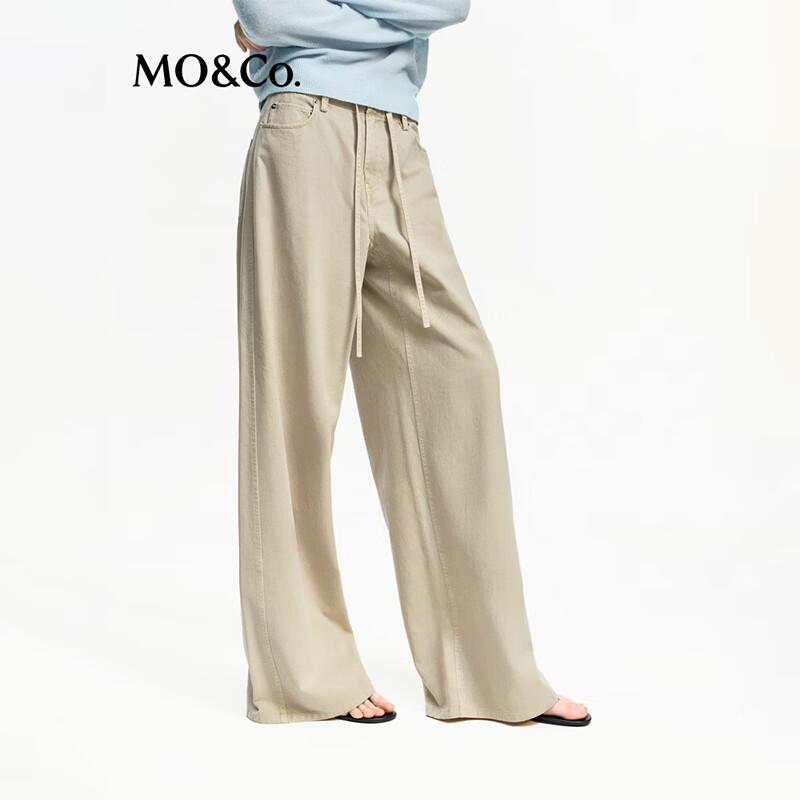 MO&Co. Women's Low-Rise Loose-Fit Wide-Leg Curved Trousers