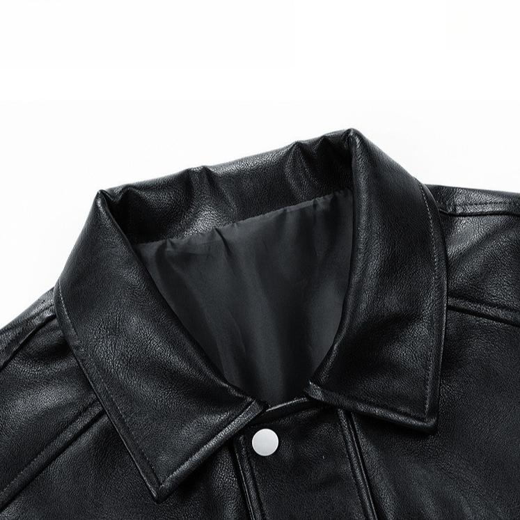 Retro Leather Jacket for Men Spring and Autumn Hip-hop Style Lapel Leather Jacket for Men Loose and Casual Coat